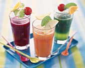 Glasses of fruit and vegetable smoothies