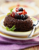 Moist chocolate sponge with summer fruit