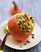 Small pumpkin stuffed with gorgonzola, parmesan and sage