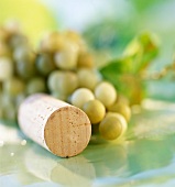 Green grapes and cork