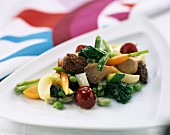 spring vegetables, mushrooms and fruits