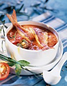 Iced tomato and red mullet soup