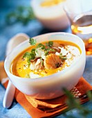 creamed pumpkin soup with scallops
