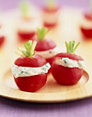 Radishes stuffed with fromage frais