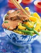 Duck Magret with curry and pineapple
