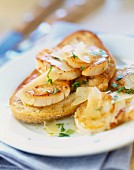 Pan-fried scallops and parmesan on toast