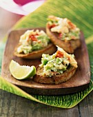 Crab and avocado toasts