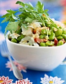 Cod, broad bean and parsley salad