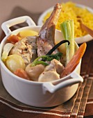 Rabbit Blanquette with vegetables and vanilla
