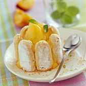 Peach Charlotte with mint