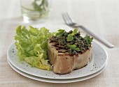 Grilled tuna with herbs