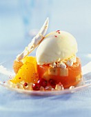 grapefruit jelly with marzipan ice cream