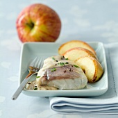 Cod fillet with cider and apples