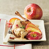 Rabbit with apples and cider sauce