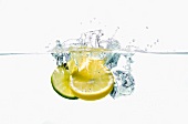 lemon and lime slices in water