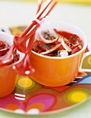 Piquillopaprika-Salat mit Sardellen und Schafskäse