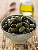 bowl of black and green olives