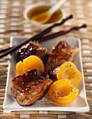 spare ribs with roast apricots and orange blossom honey