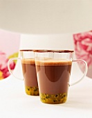 Cups of passionfruit hot chocolate