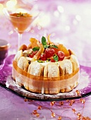 ice cream, nougat and candied fruit charlotte