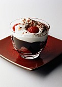 Chocolate and raspberry cappuccino dessert