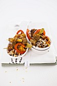 Curried lamb brochettes