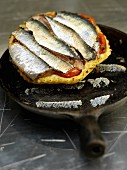 Tomato tart with sardines