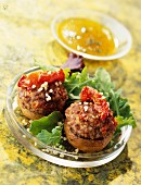 mushrooms stuffed with spicy beef (topic: mushrooms)