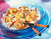 Sauteed prawns with peppers