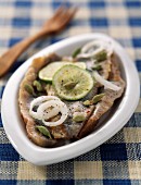 Marinated herring fillets with spices
