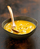 Creamed carrot soup with boursin cheese and caraway