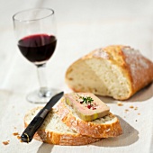 Slice of bread with foie gras