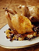 Roast quail with grapes and raisins