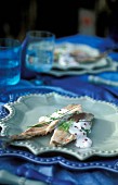 Mackerel fillets with chive and pepper cream