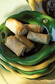 Yufka pastry rolls with chocolate filling
