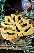 Fougasse bread with olives