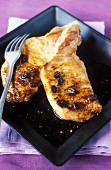 Pork chops with coffee beans