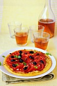 Provençal pancake with tomato and olives