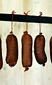 Hanging dried sausages