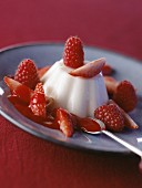 Blancmange with strawberries