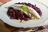 Lemon sole fillet with red cabbage
