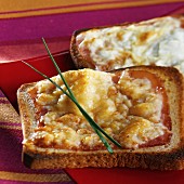 Cheese and ham on toast