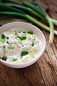 Creamy whipped cream cheese with spring onions