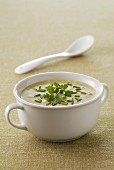 Cream of leek and herb soup with soy milk
