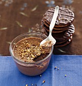 Crispy chocolate desert with cocoa