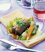 Roast duck breast with vegetables