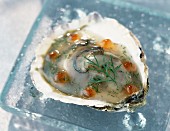 An oyster in aspic with salmon roe