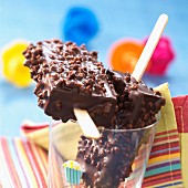 Dark chocolate ice cream sticks