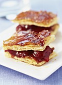 Flaky pastry jam pasties coated with apricot jam