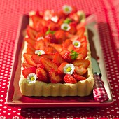 Erdbeer-Tarte mit Gänseblümchen